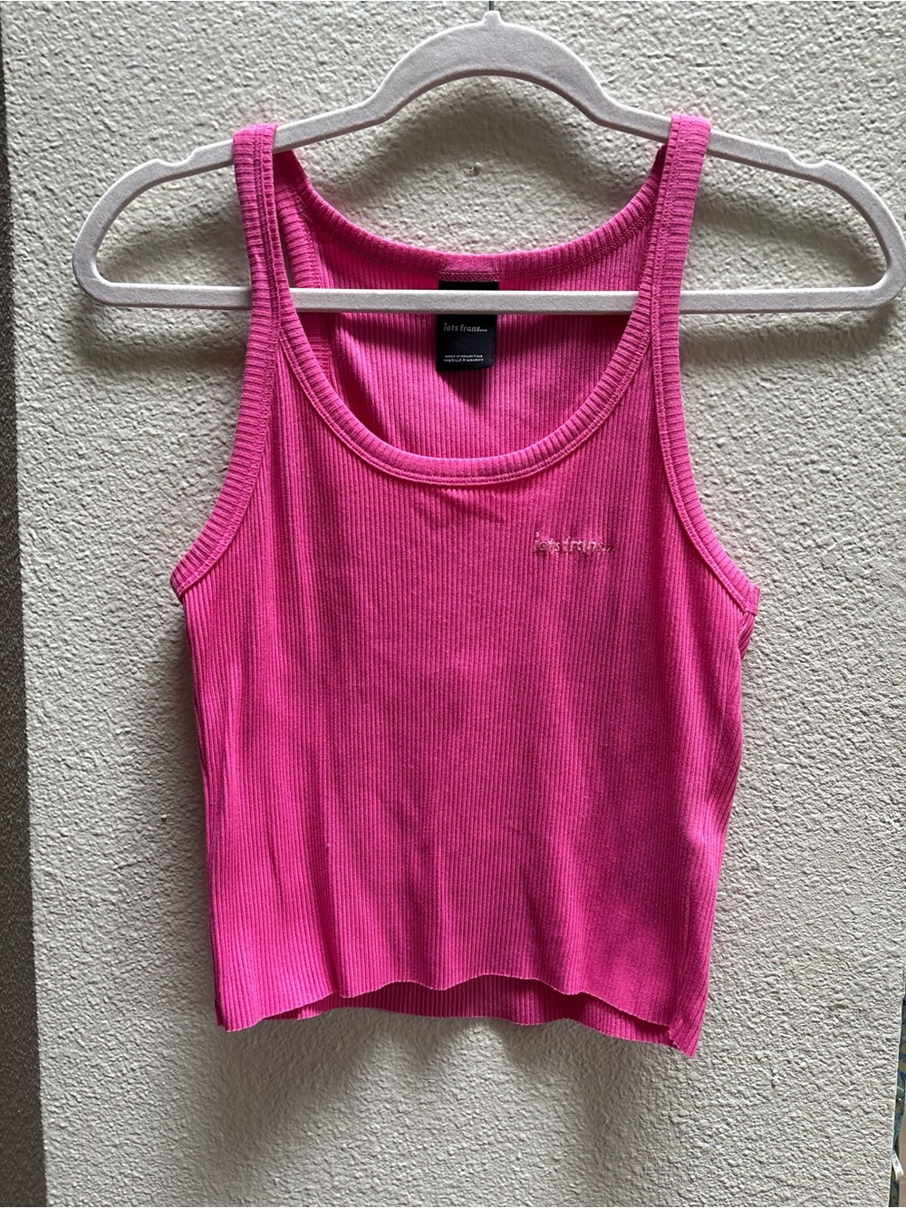 Tank Top - Bright Pink Ribbed Scoop Neck by Iets Frans